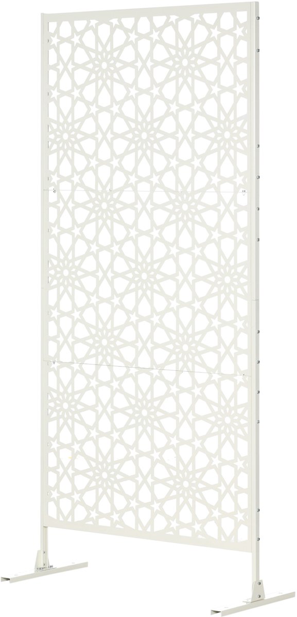 Wit decoratief privacyscherm voor buiten met metaalpatroon - 92 x 45 x 198 cm