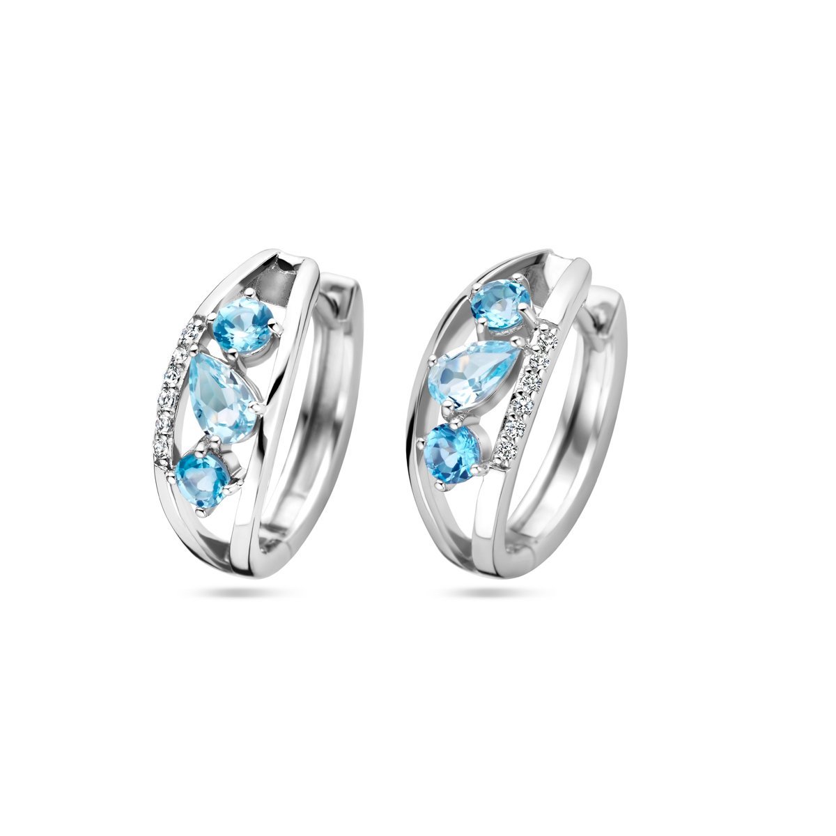 Zilver Gerhodineerd Klapoorringen Topaas 1337887