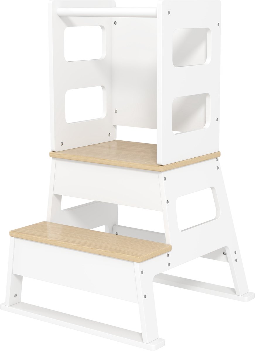 Kinderkijktoren - leertoren - trapeziumvormige structuur - schoolbord - 55 x 52 - 5 x 87 - 5 cm - wit