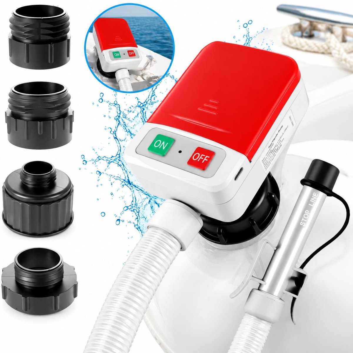 VHV - Elektrische Hevelpomp met Auto-Stop Sensor - Brandstofpomp voor Jerrycans - Transferpomp - USB-C & Batterij Voeding - 12 L/min - Inclusief 4 Adapters