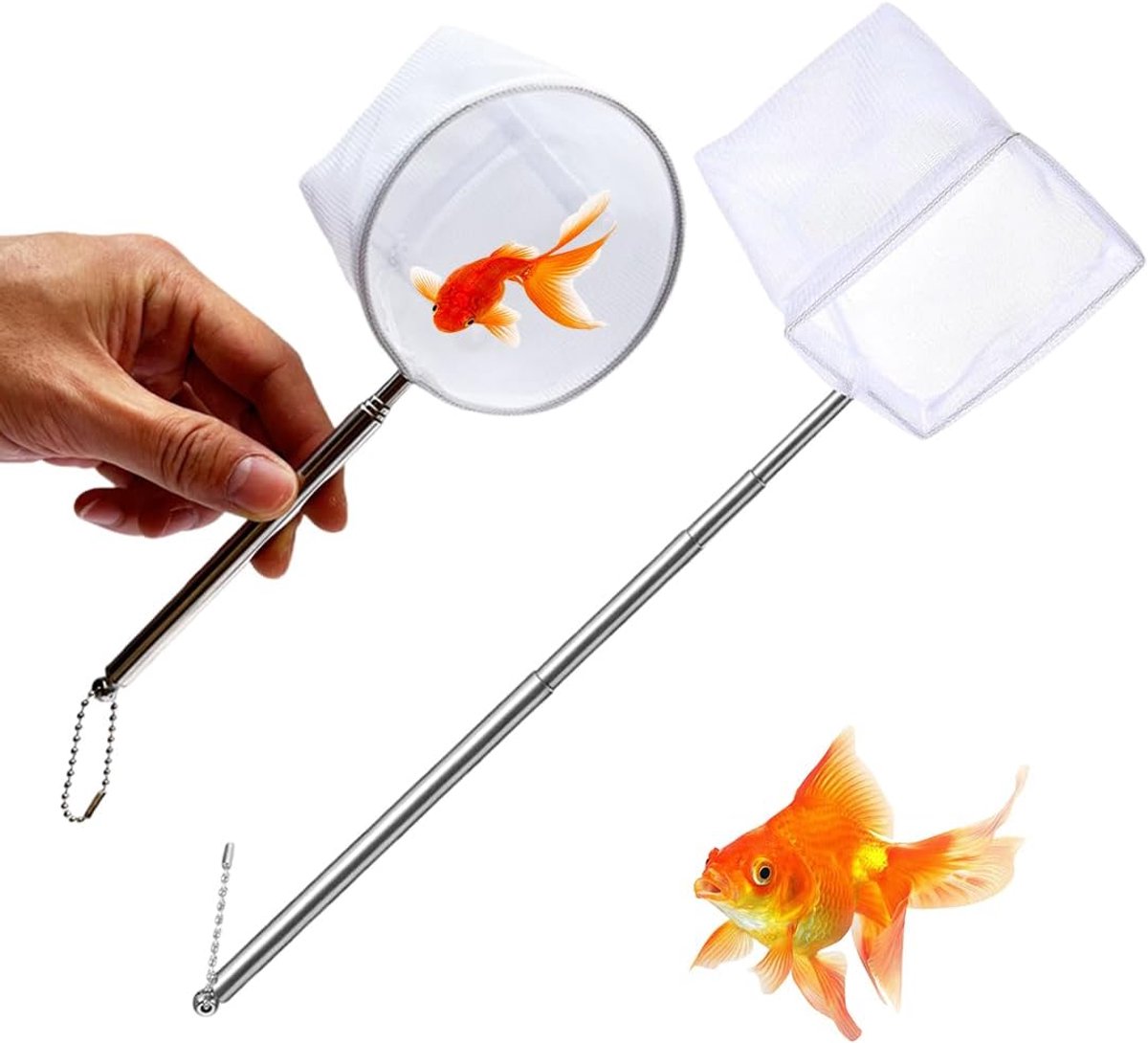 Set van 2 schepnetten met fijnmazame, stabiele netten voor aquaria, kleine vijvers, zwembaden en aquariumliefhebbers