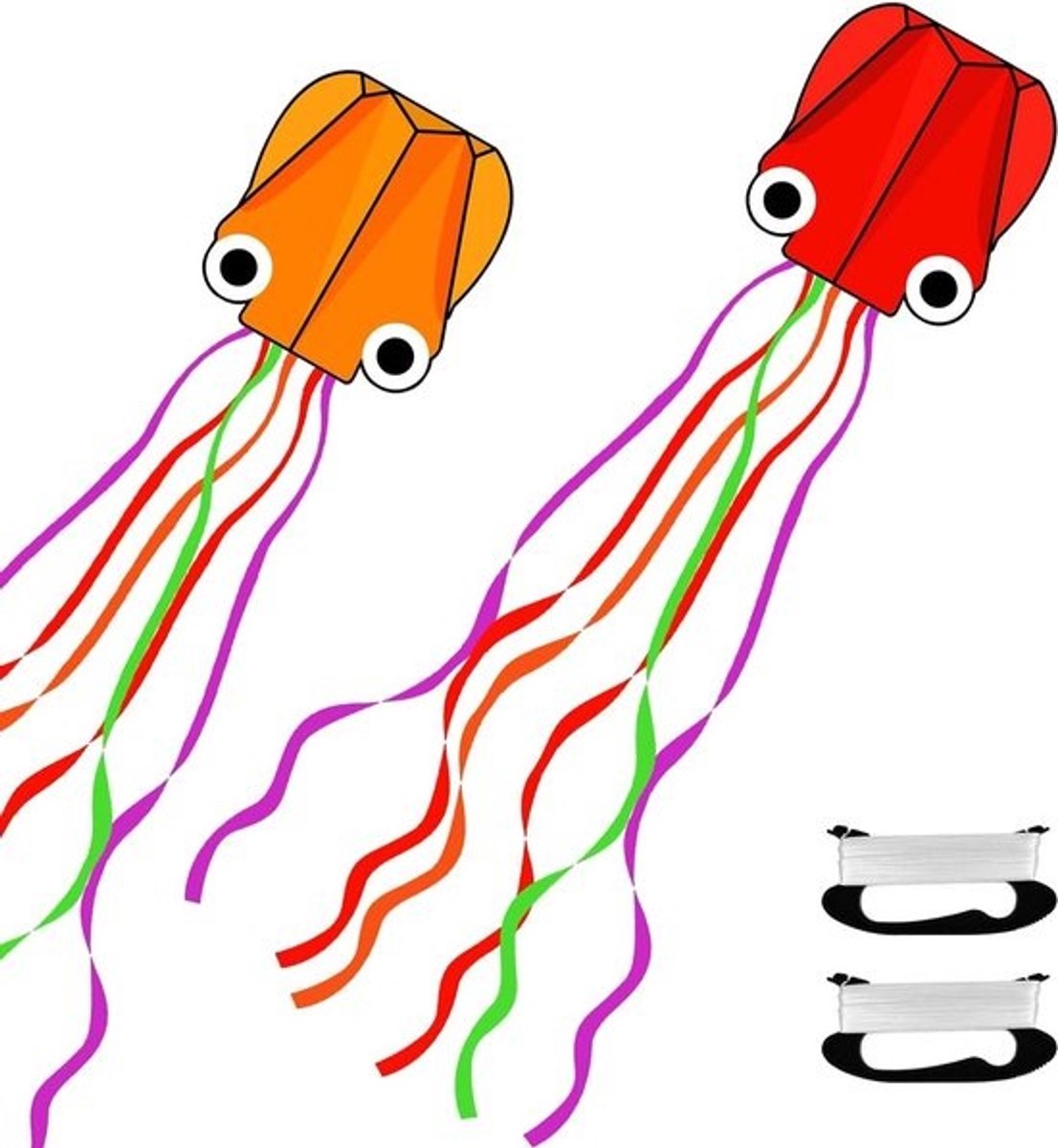 Vlieger - 2 stuks voor kinderen en volwassenen - enkele lijn - octopus