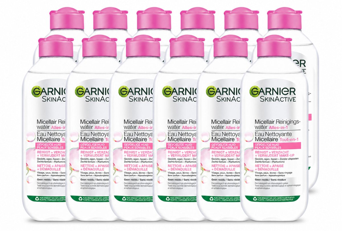 12 x Garnier - SkinActive - Micellair Reinigingswater - Gevoelige Huid - Milde Reiniging & Make-Up Remover - 400 ml - Voordeelverpakking - 12 stuks