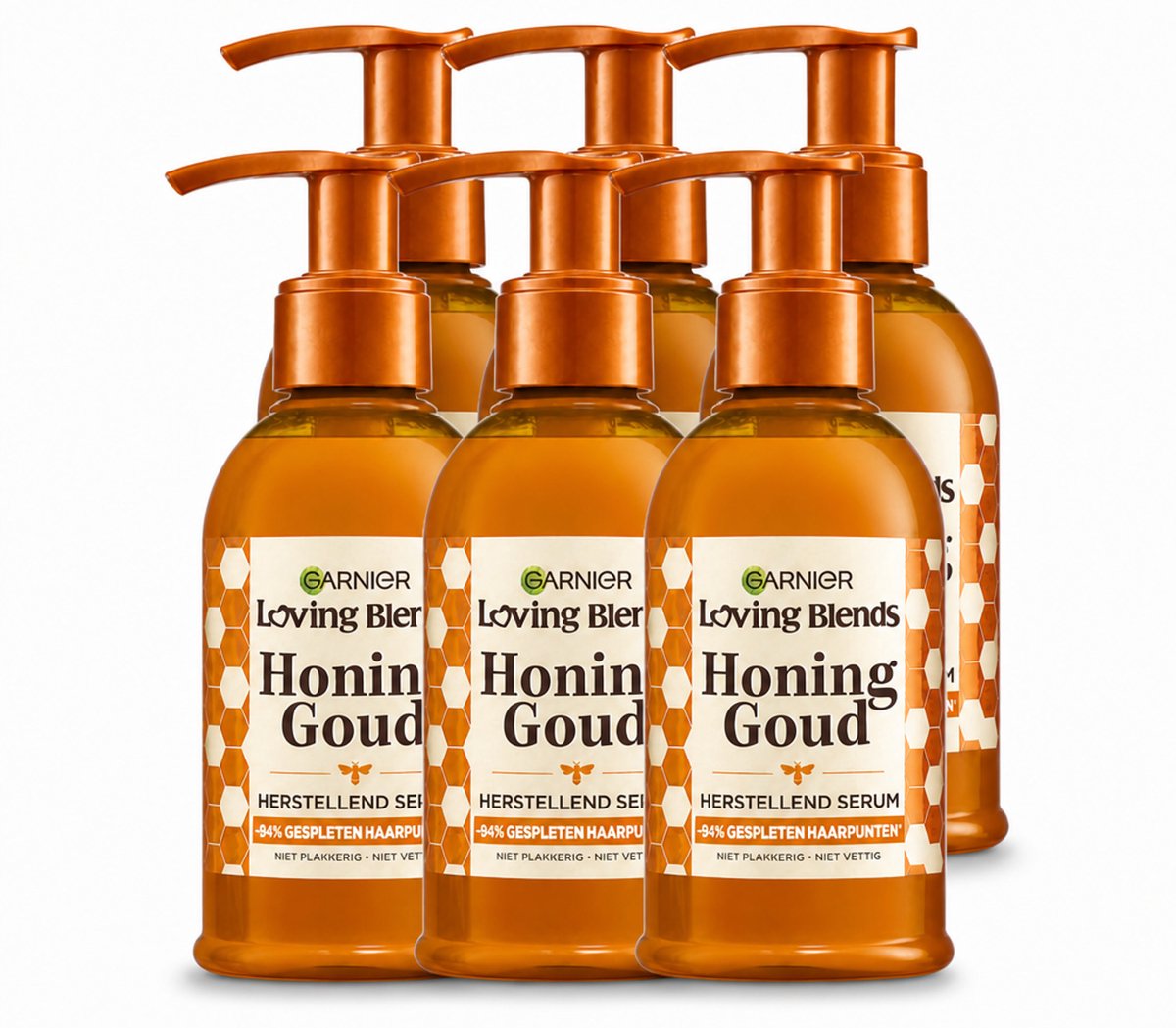 6 x Garnier - Loving Blends Honing Goud - Herstellend Haarserum - Beschadigd & Breekbaar Haar - 115 ml - Voordeelverpakking - 6 stuks