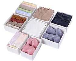 8-delige set Lade-organizers voor kleding - Opvouwbaar en Stevig - Geschikt voor kledingkastlades van 100x58 cm - Wit