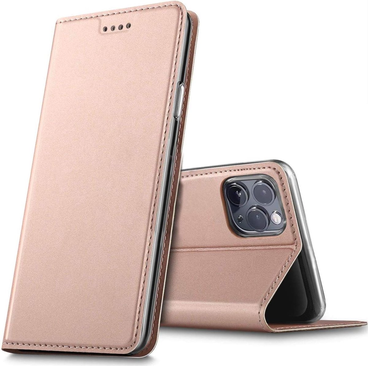 Hoesje voor iPhone 12 Mini, Premium Kaartvak Flip Cover voor Apple iPhone 12 Mini (5.4) Case [Magnetische Sluiting] beschermhoes, Roze