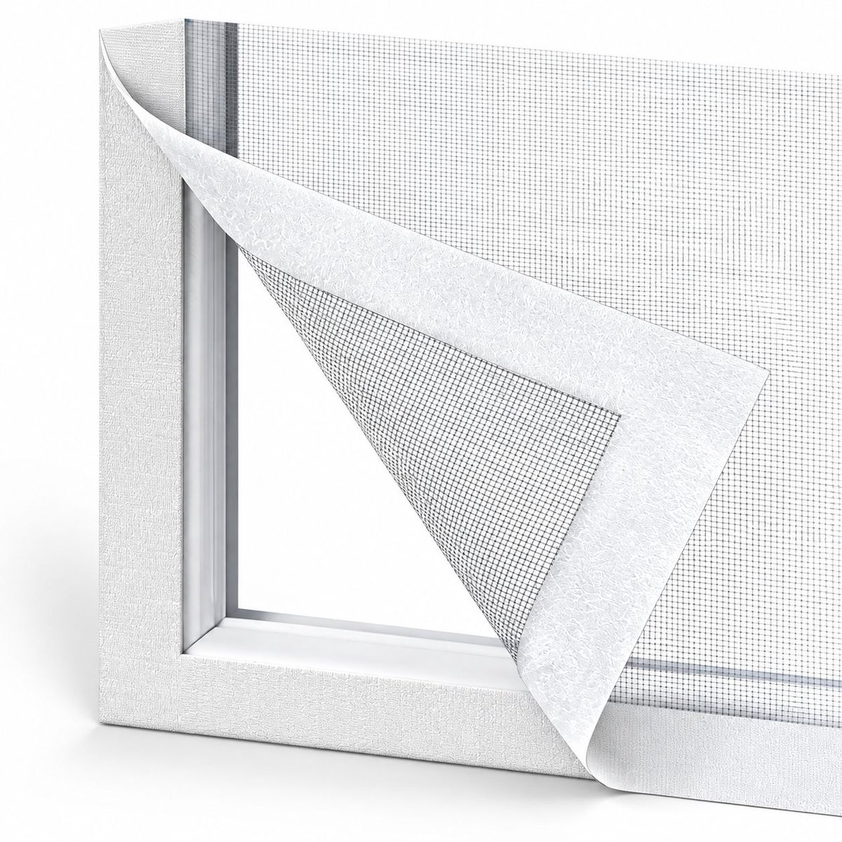 VHV Klittenband hor - 150*150cm - Witte hor met witte klittenbandstrip - Werkt insectenwerend - Lucht doorlatend - Houdt insecten buiten - Zonder boren, eenvoudig te installeren
