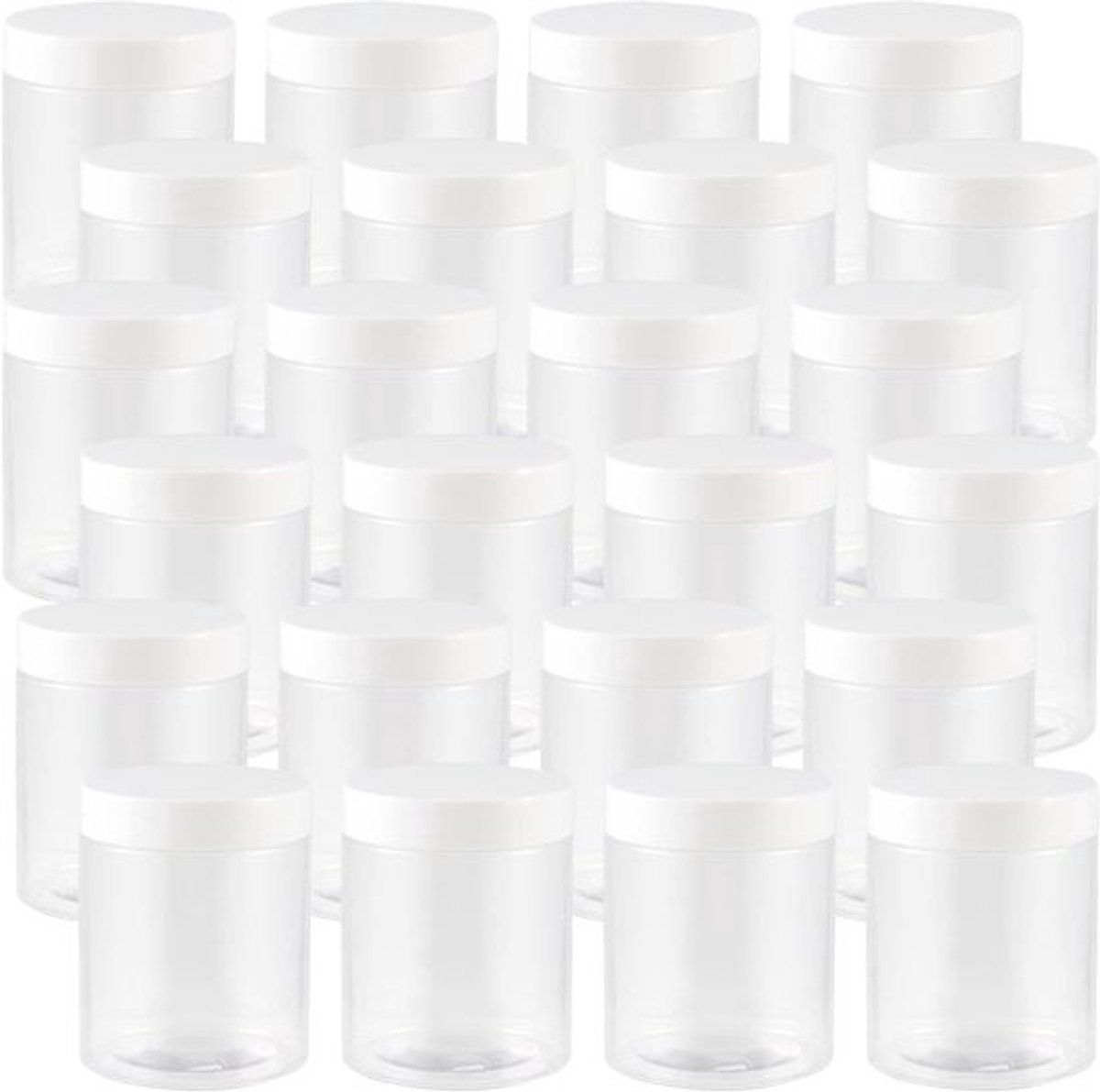 250ml/8oz Heldere Plastic Potjes met Deksel, 24 Stuks Lege Opslagpotten voor Specerijen, Knutselen en Cosmetica