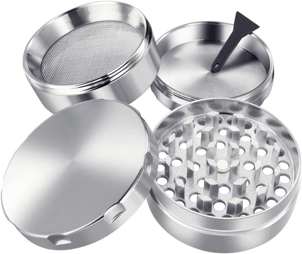 Elektrische graanmolen - Zilver - 2 inch - Zinklegering 4-delig met Diamantvormige Tanden - Voor Tabak, Koffie en Kruiden