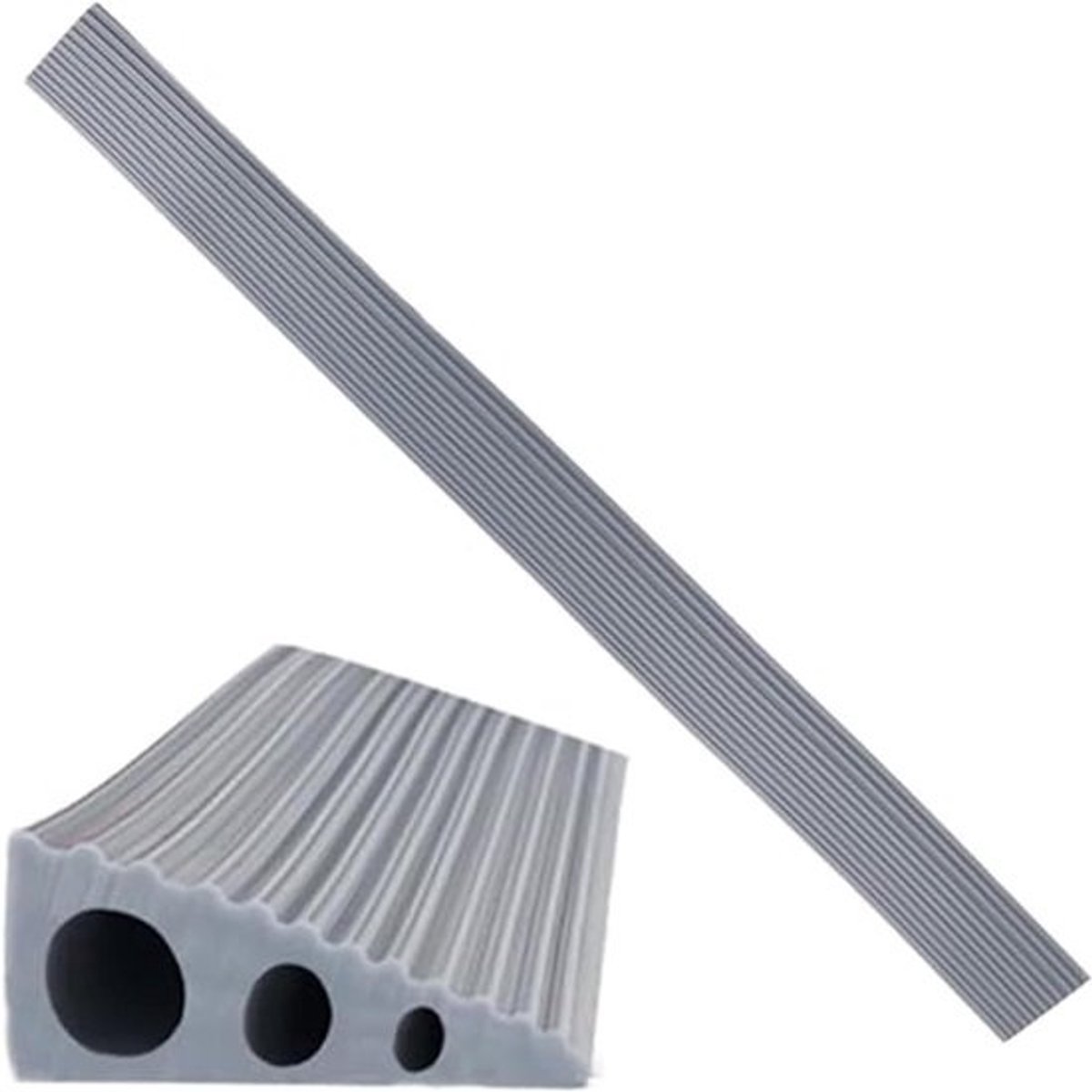 Drempelhelling 90 x 6 x 2 cm, PVC Drempelramps, Aluminium Vloerovergang, Zelfklevende Siliconen Drempel voor Deuren, Trappen en Treden (Grijs, 90cm)