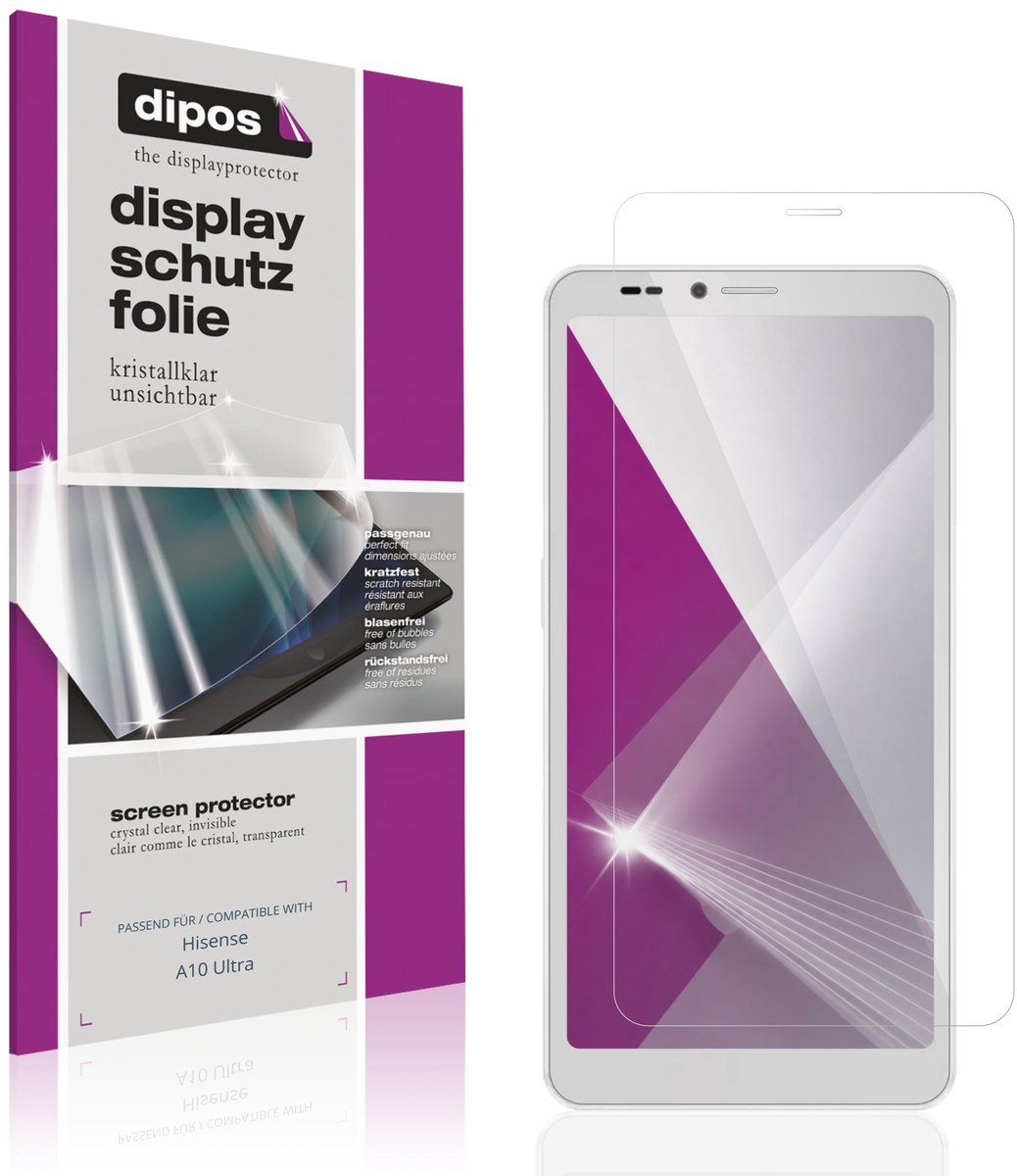 dipos – 4x Beschermfolie geschikt voor Hisense A10 Ultra | Krasbestendige & heldere Screenprotector Ultra-Thin