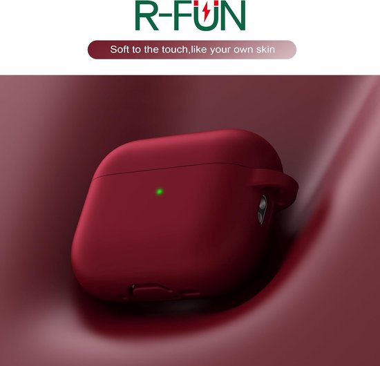 R-fun voor AirPods Pro 3 Hoes (2025) Zacht Siliconen - Wijnrood — afbeelding 2