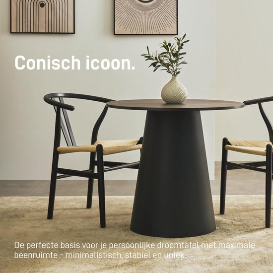 Goods Berlin Tafelzuil CONICAL Tafelpoot metaal zwart 72 cm hoog - Japandi stijl lamellenlook - tafelframe rond - tafelvoet conisch - tafelonderstel voor eettafel voor doe-het-zelf tafel — afbeelding 2