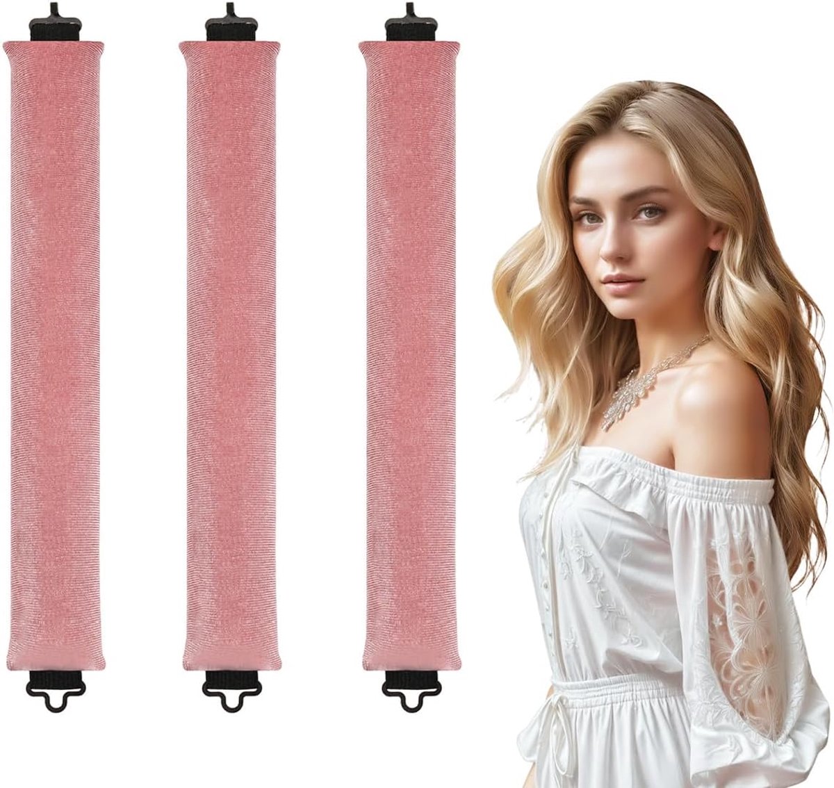 Krulspelden - Blowout lint met haken. Luipaardpatroon, De wijn is rood en roze. Gemaakt van rubber en flanten. (Roze, M)