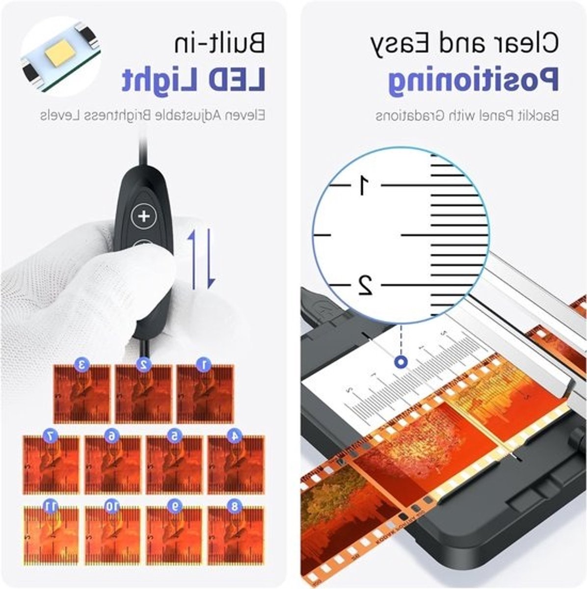 Professionele Film Snijder voor 35mm en 120 Formaat, Snijgids met Verlicht Paneel en 11 Instellingen voor Helderheid