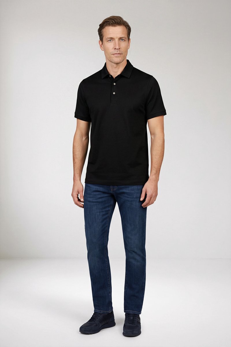 Baileys Polo Solid Collor Cotton Blend Zwart / male
