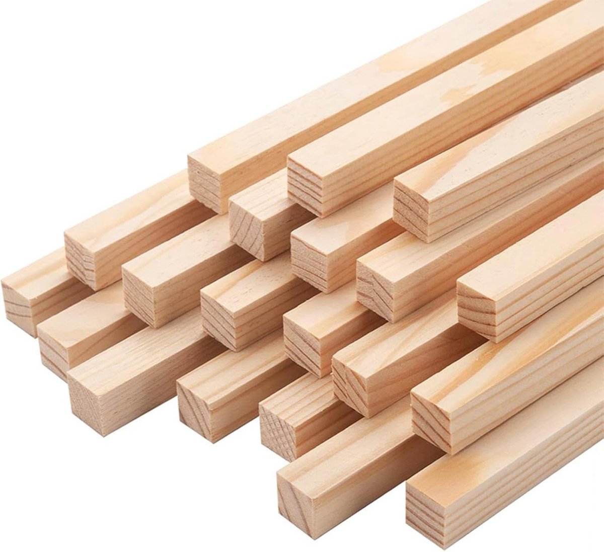 Houten stokjes om te knutselen, 30 x 1,2 x 1,2 cm, houten stokken, vierkant, houten blokken voor knutselen, knutselhout, vierkant, onbehandelde houten latten voor doe-het-zelf handwerk