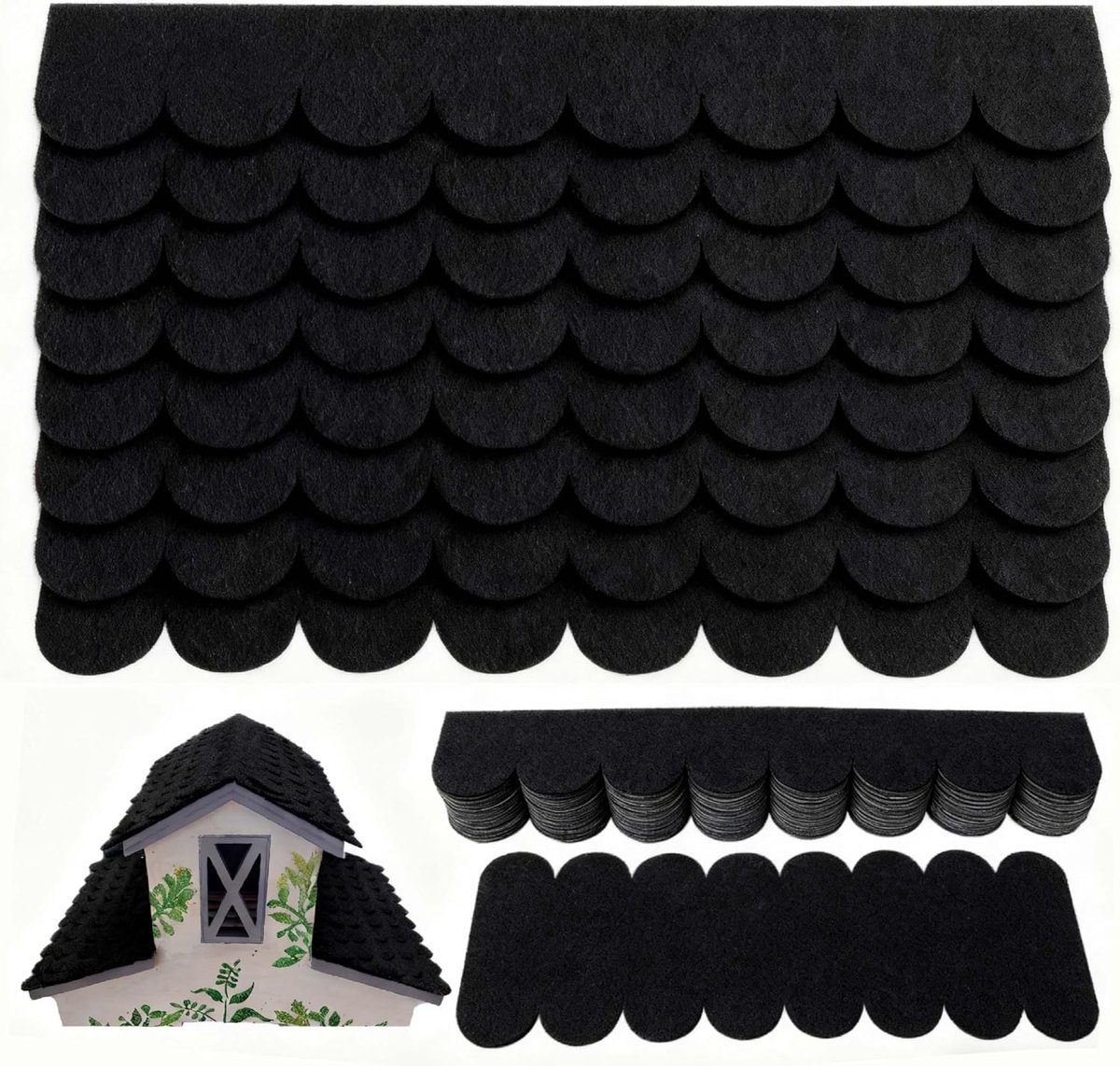 32 stuks zelfklevend dakvilt voor vogelhuisje, dakshingles in zwart (30 x 5 cm en 30 x 11 cm) – voor nestkast, hondenhok, houtprojecten