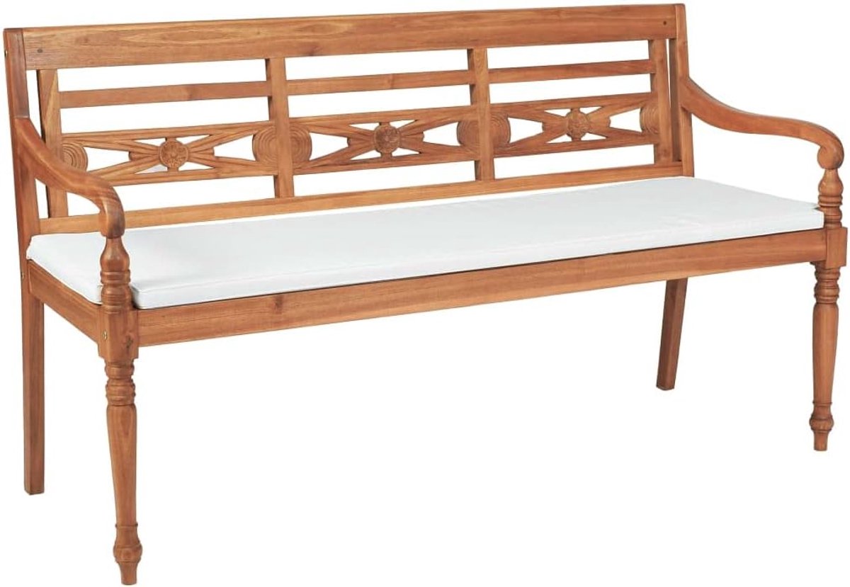 Teakhouten tuinbank 3-zits 150 cm met olieafwerking, koloniale stijl bank voor tuin terras, massief teak weerbestendig