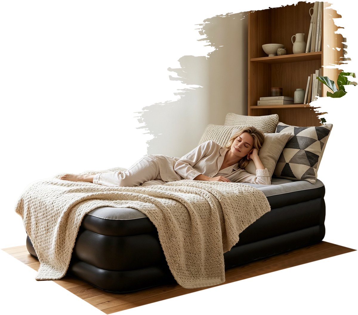 Aufun zelfopblazend luchtbed – met ingebouwde elektrische pomp – logeerbed – met draagtas – max. 150 kg – 190x99x46 cm