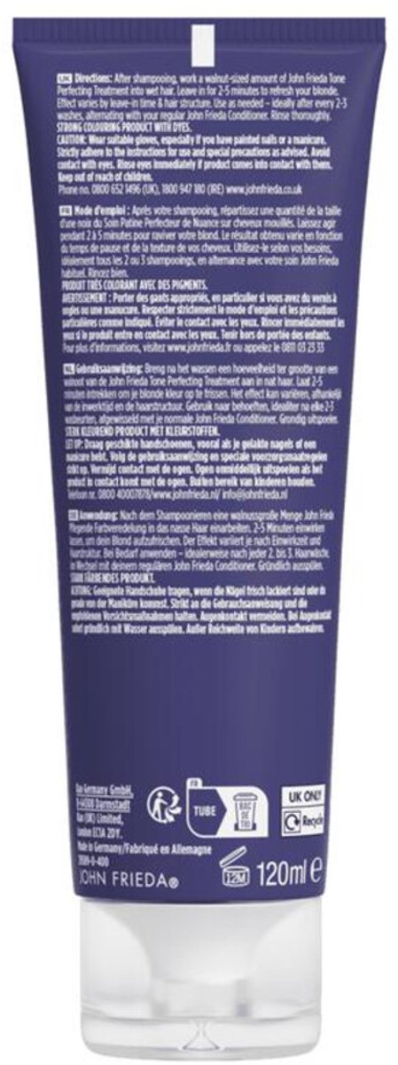 John Frieda - Salon Blonde Tone Perfecting Treatment Platinum - 3 x 120 ml - Voordeelverpakking