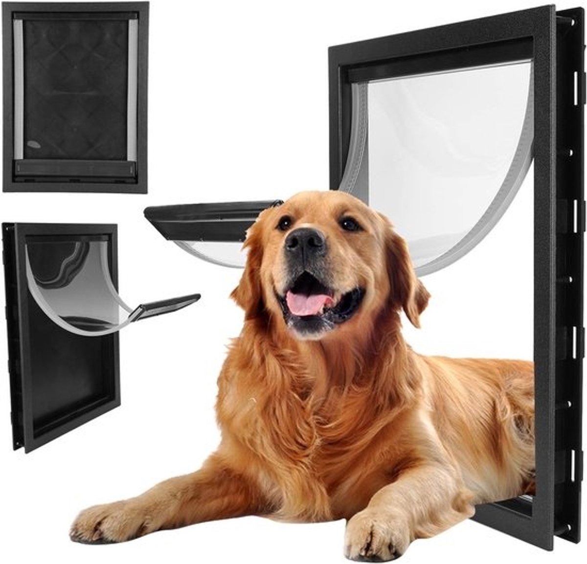 Grote huisdierendeur voor honden - Afneembare deur voor binnen en buiten - Eenvoudig te installeren met magnetische sluiting - Geschikt voor middelgrote en grote honden