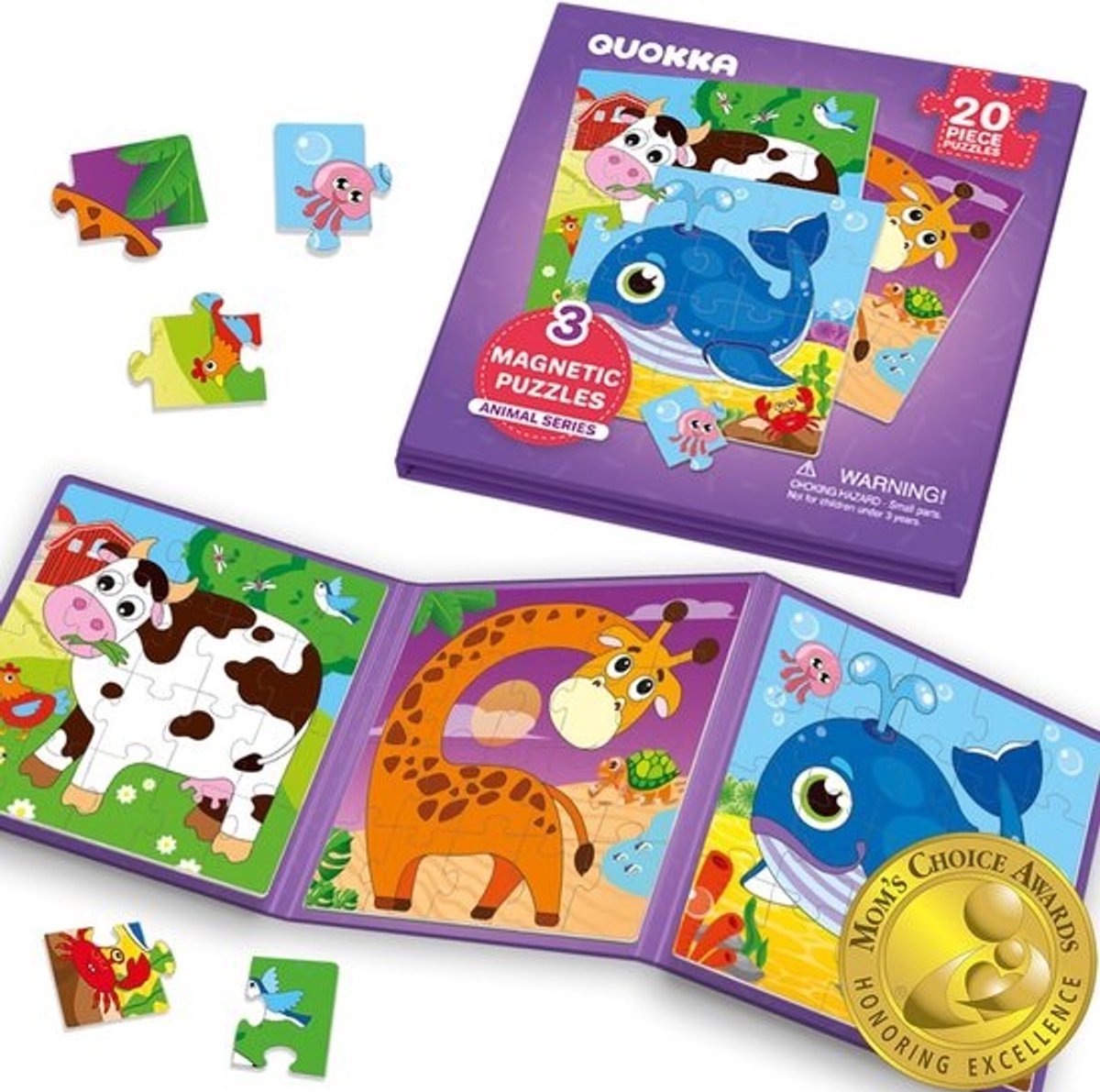 3-in-1 Magnetische Puzzelboek - 20 Stukken Puzzels voor Kinderen van 3-5 Jaar - Ideaal Reis Speelgoed