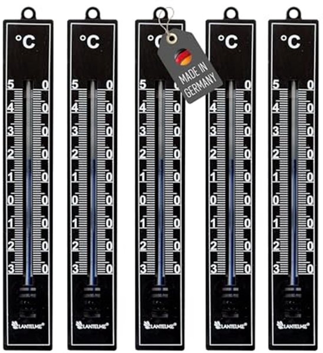 Buitenthermometer Set van 5 - Weerbestendig en Analoog - Geschikt voor Binnen en Buiten - Temperatuurbereik -30 °C tot +50 °C