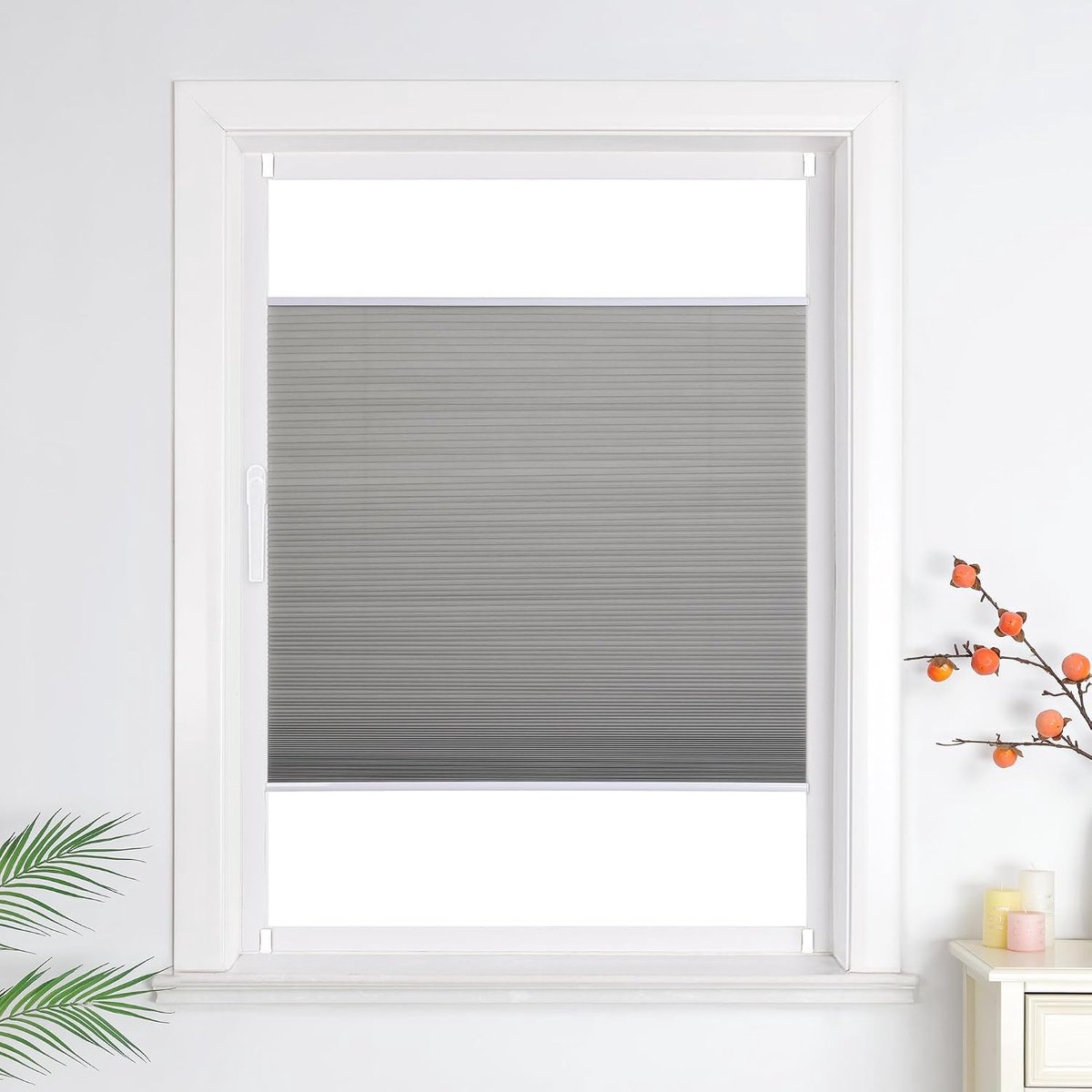 Honingraat-plisségordijn zonder boren rolgordijn zonwering inkijkbescherming dubbel plissé klembevestiging plissé kleurecht voor ramen en deuren, grijs B x H 75 x 130 cm