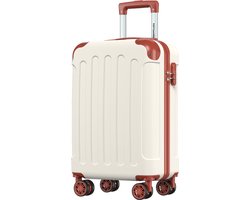 TRVLMORE Handbagage Koffer - 38L - Cijferslot - Lichtgewicht - Trolley - 54x34x20cm - Past binnen 55x40x20 cm - Wit/Beige