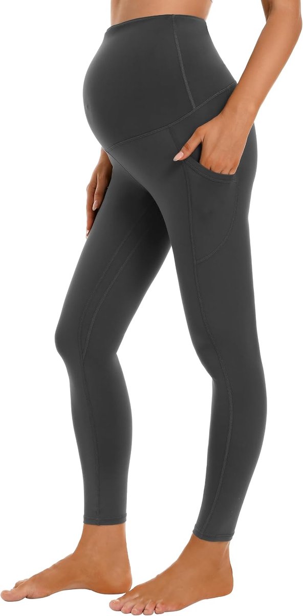 Zwangerschapslegging voor dames, ondoorzichtig, hoge taille, elastische yogabroek, workout, actieve zwangerschap, sport, legging met zakken