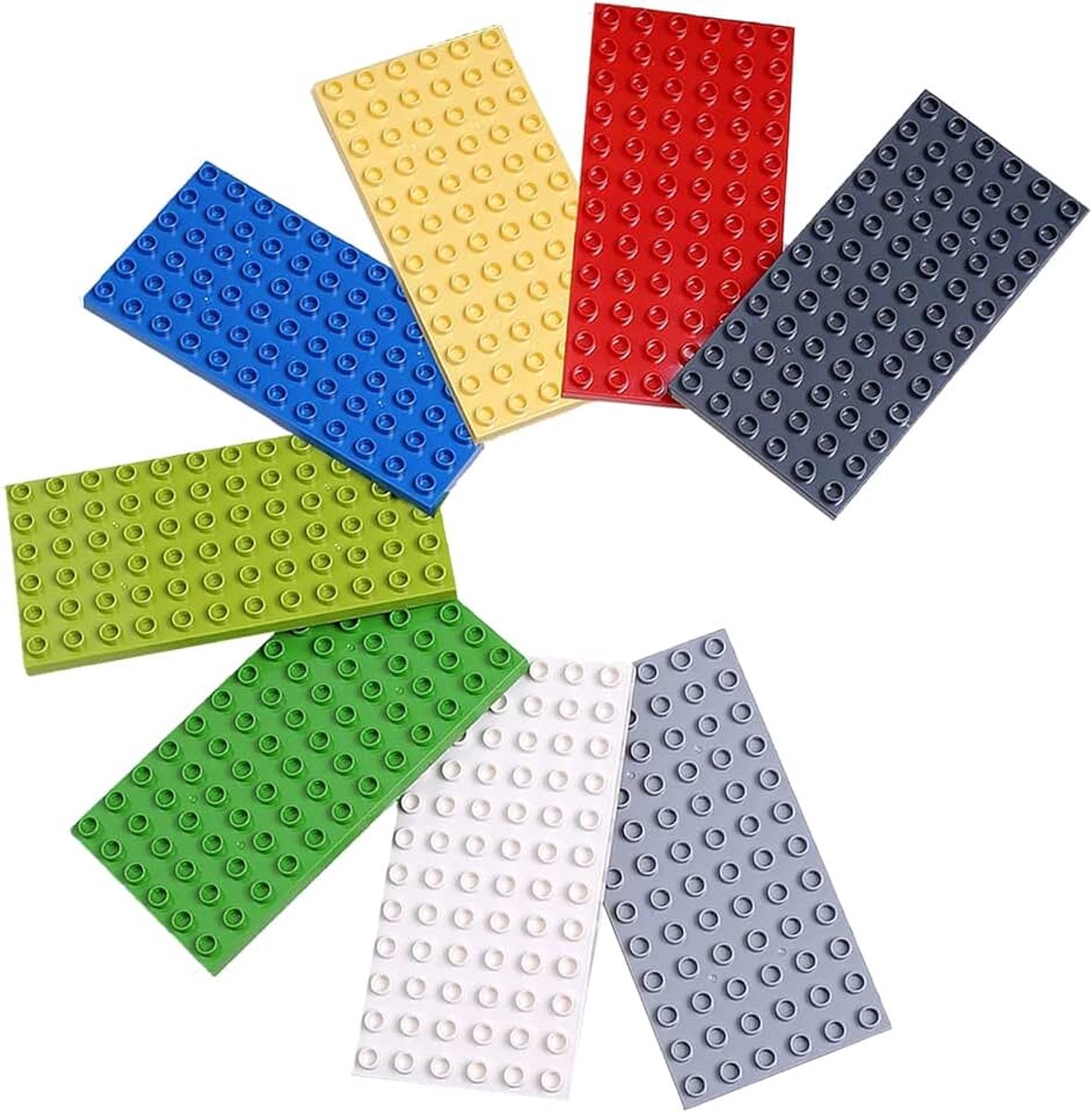 Bouwplaat, grote grondplaat, 8 stuks, compatibel met grote bouwstenen van alle toonaangevende merken, 19,1 x 9,5 cm