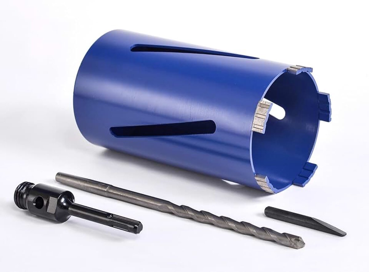 Diamantboorkroon, SDS PLUS boornas met adapter, diameter 132 mm, lengte 200 mm, inclusief boor