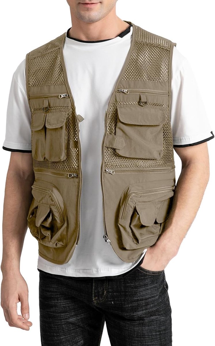 Outdoor Werk Mesh Vissen Vest Utility Multi Pocket Schieten Safari Reizen Fotografie Waistcoat
