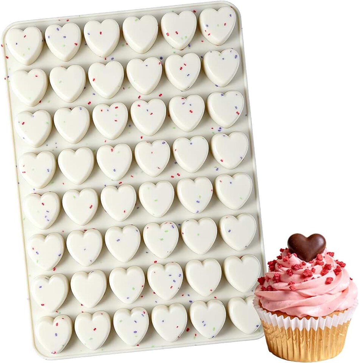 Hartvormige siliconen mallen, 96 holte hart siliconen gummy mal voor chocolade, snoep, gummy, ijsblokje, Valentijnsdag bakken cadeau