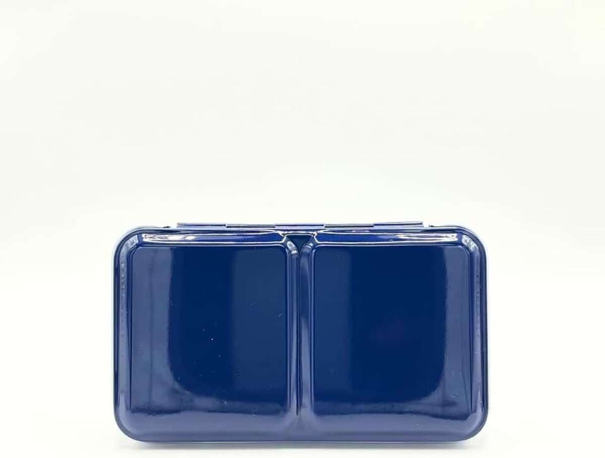Draagbare Lady Blue metalen aquarel doos met 14 halve containers, mengpalet en duimring. Lichtgewicht aquareldoos voor op reis, perfect als cadeau