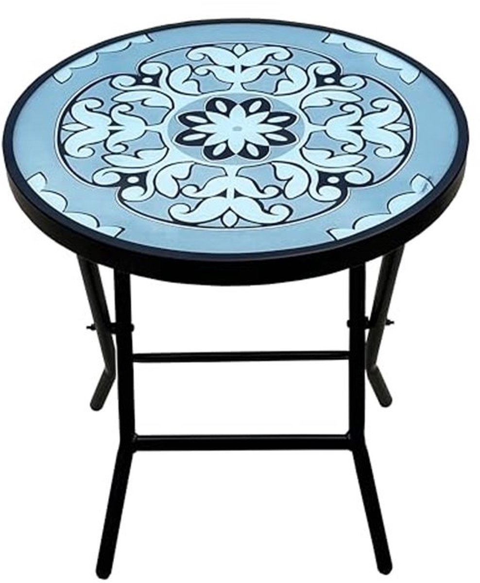 Opvouwbare glazen bijzettafel met mozaïekpatroon - 45,5 cm, blauw