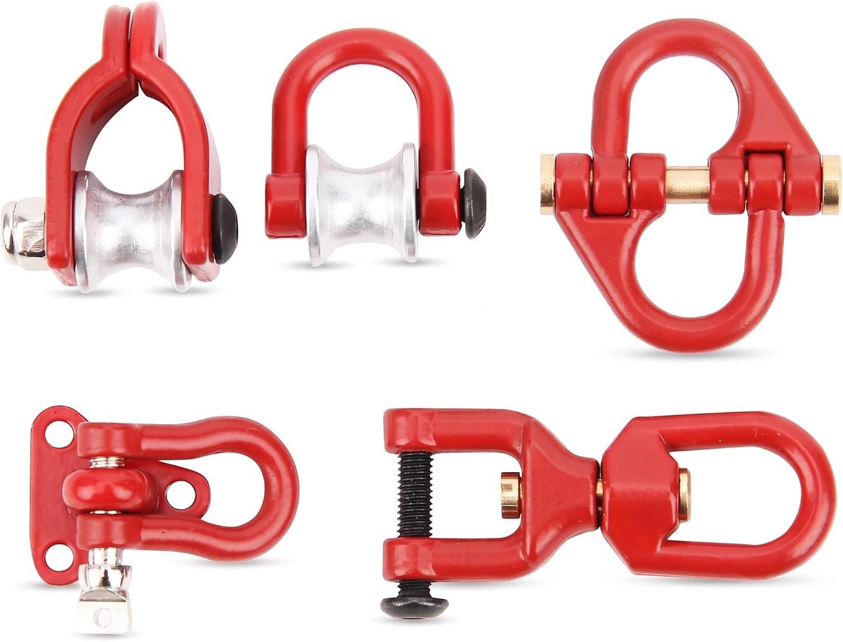 Metalen Trekhaak, Simulatie Trailer Slepen Gesp Decoratie Tool, Model Onderdelen voor Diverse RC-Auto Modellen en Scaffolding Projecten (Rood)
