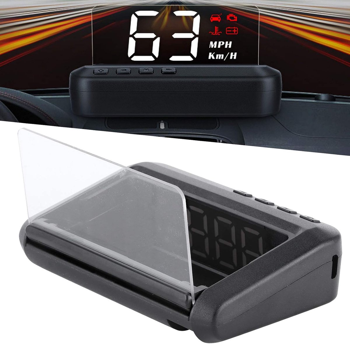 Auto HUD Head-up display 3 inch digitale snelheidsmeter kilometerstand, watertemperatuur, spanningsweergave Pro