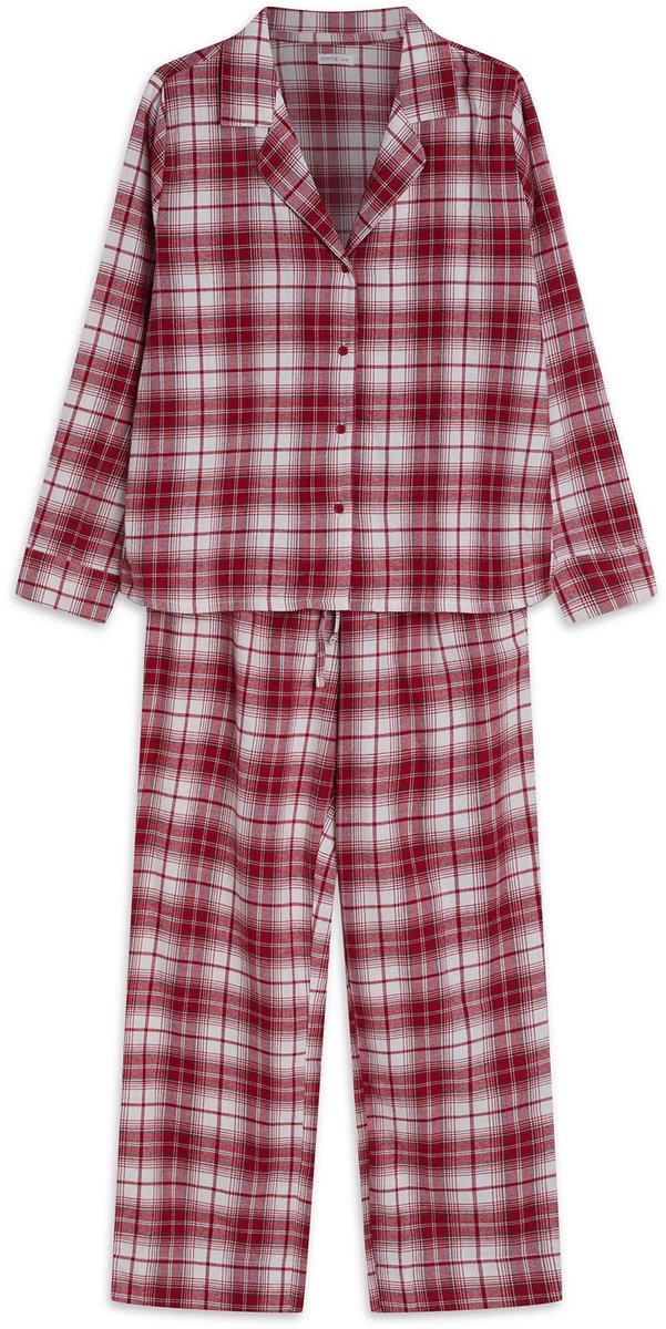 ESOTIQ Chrismis - Damespyjama - Lange mouw - Rood/ecru ruit Rood;Ecru