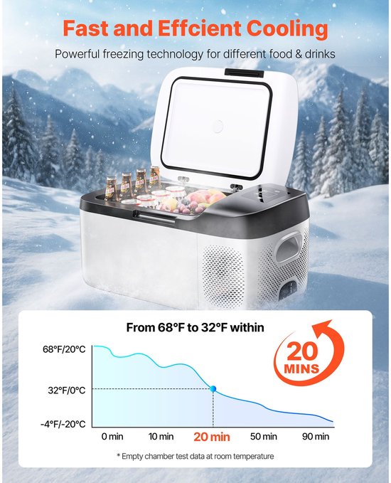 Autokoelkast- DC 12/24V AC100-240V Compressor Elektrische Koeler- -20°C tot 20°C Autokoelkast met APP-bediening- 15L Autovriezer voor campers- campings- boten- kamperen- vissen- 60W Draagbare Vriezer — afbeelding 5