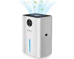 LOEFME Luchtontvochtiger - 550ml per dag - 1,8L - 35dB - LED - Timer - Wit