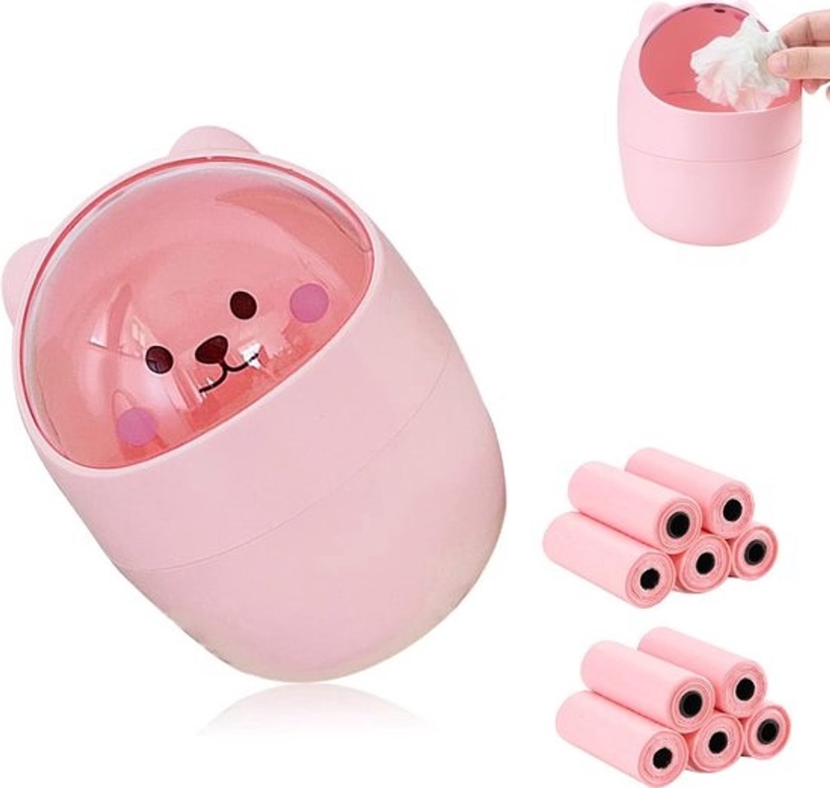 Prullenbak Kleine Vuilnisemmer - Roze Mini-vuilnisbak met Deksel