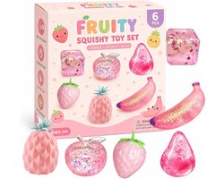 Jouet - Ensemble de Squishies Fruités - Malt Sugar Slow Rising - Jouets à Presser Souples en Forme de Fruits pour l'Anti-Stress - Jolis Accessoires de Bureau - Cadeau - Multicolore - 6 pièces
