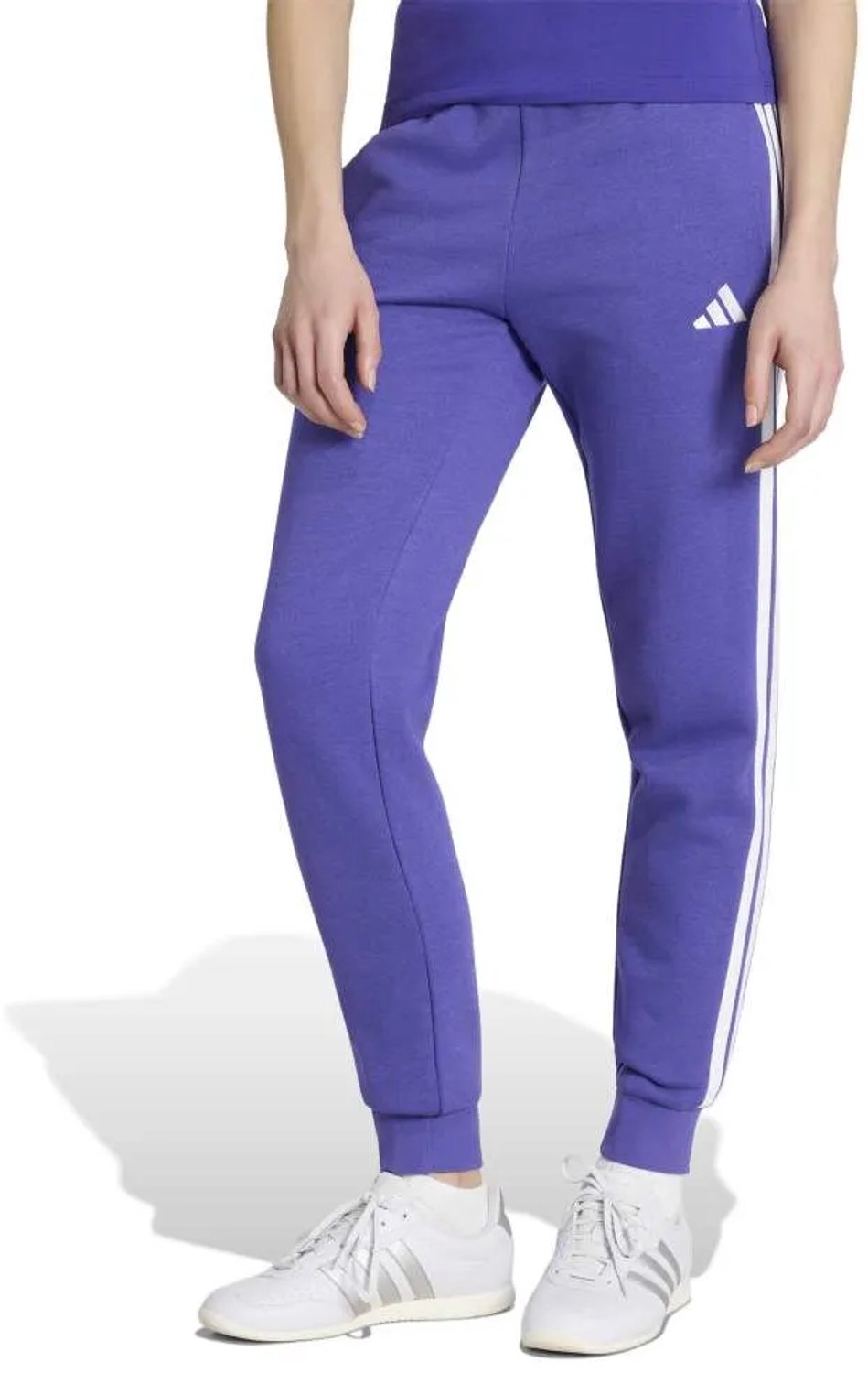 Adidas Essentials 3 Stripes Fleece Slim Joggers L Vrouw Paars