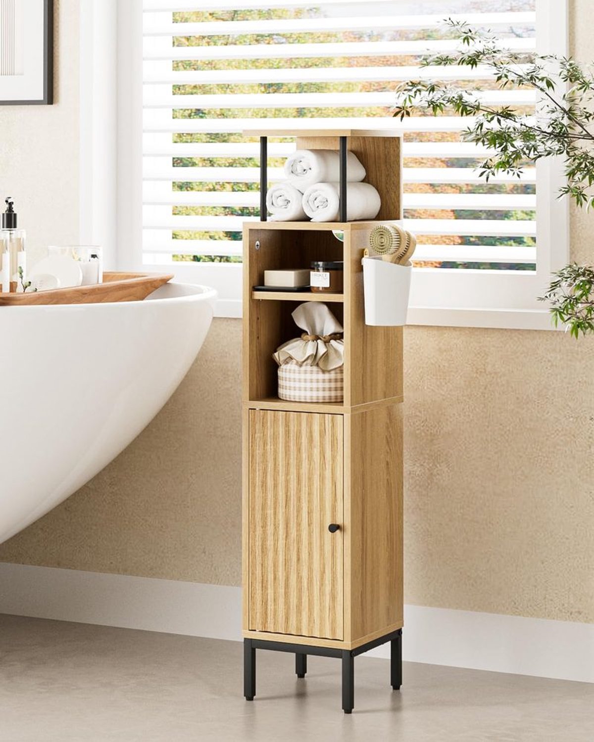 Vrijstaand Badkamer Meubel met Slim Design en Deur