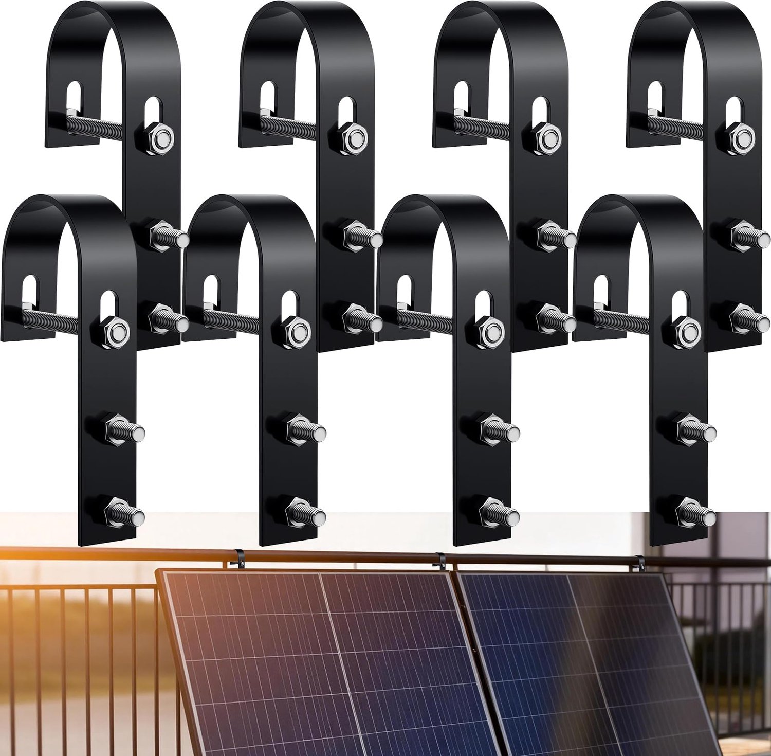 Set van 8 Roestvrijstalen Haken voor Zonnepanelen met Eenvoudige Montage