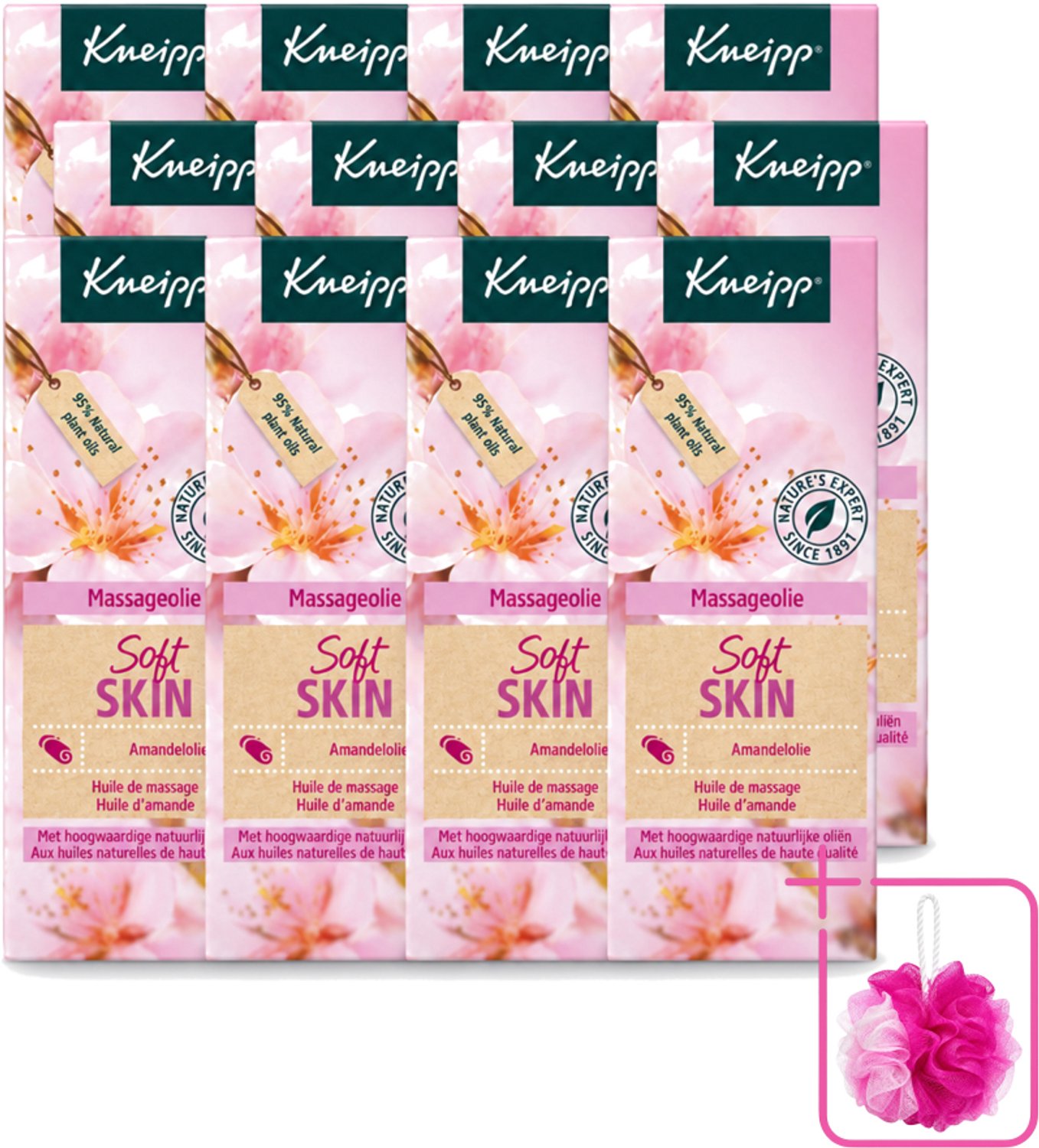 12 x Kneipp - Massageolie - Soft Skin - Amandelbloesem - Voor zachte & soepele huid - 100 ml - Bulkverpakking - Massageolie - Douchemop - Huidverzorging