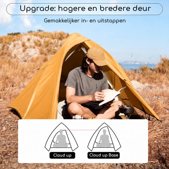 Naturehike Cloud Up 2 BASE – 2 persoons tent – Lichtgewicht tent – Incl. grondzeil – 210T 3000MM – Outdoor – Waterdicht – Kampeertent – Trekkerstent – Koepeltent – Oranje — afbeelding 4