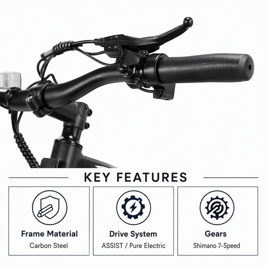KZQ Zwarte Model A35 Allround Fiets Met Carbonstalen Frame - 48V 15.6Ah Accu En 250W Motor Voor Stad En Offroad — afbeelding 4